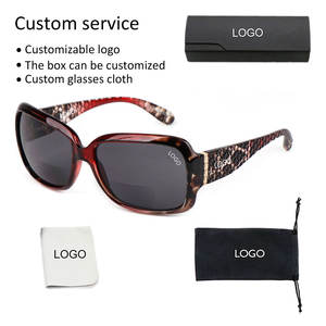 卸売ファッションクラシックスネークスキンプリントスクエア長方形女性サンリーダー100% UV遠近両用老眼鏡 - Product Image 5