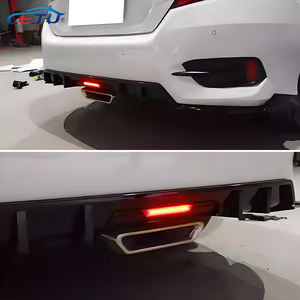 本田思域轿车<span class=keywords><strong>FC2</strong></span> FC5 FC6 2016-2021带刹车灯的黑色ABS碳外观汽车后保险杠唇扩散器侧分离器 - Product Image 4