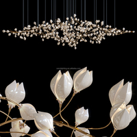 Lustre de luxe bourgeon fleur blanche Art suspendu suspension à vendre hôtel restaurant hall luminaires