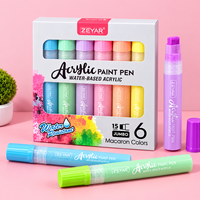 Ensemble de stylos marqueurs acryliques à 6 couleurs de grande capacité avec logo personnalisé M10 pour le dessin DIY, la peinture à l'aquarelle et l'art
