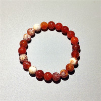 Bracelet de perles en agate de feu à pois blancs, style japonais-coréen doux, pierre de cristal naturelle de cornaline fraîche, origine Hangzhou