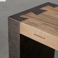 Table console d'intérieur écologique Chêne massif Acier oxydé naturel poli à la main Aspect patiné unique robuste