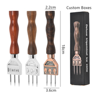 OEM Deluxe Trident Ice Pick, pique à glace à 3 dents en acier inoxydable 430, outil de sculpture et de façonnage de glace, manche en bois, accessoires pour bar à whisky
