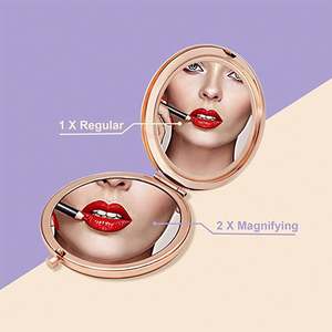 Gül altın büyüteç kompakt ayna katlanır Mini cep çift taraflı seyahat makyaj aynası çanta cep ve seyahat için mükemmel - Product Image 5
