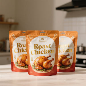 Sacs personnalisés anti-graisse pour volaille, dinde, canard, poulet <span class=keywords><strong>grill</strong></span>é, sacs à fermeture éclair pour <span class=keywords><strong>micro</strong></span>-ondes en feuille d'aluminium kraft pour poulet rôti - Product Image 5