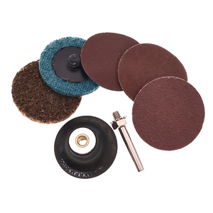 Kit de 7 disques de ponçage rouges de <span class=keywords><strong>2</strong></span> pouces à verrouillage rapide en oxyde d'aluminium pour le conditionnement des surfaces, le polissage du métal et du bois - Product Image 6