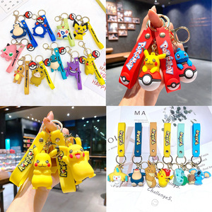 Porte-clés de voiture en caoutchouc mignon de dessin animé Pokémon <span class=keywords><strong>Pikachu</strong></span> Digimon, pendentif de sac, petit cadeau du fabricant - Product Image 2
