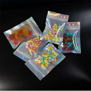 Colorful Holographic Packaging Bag Candy Food Holographic Pouch Foil Holographic Packaging For Cards