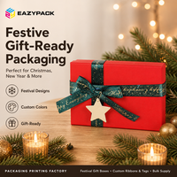 Boîtes cadeaux rigides en deux parties personnalisées de luxe EAZYPACK, couleur rouge, pour les cadeaux de Noël et du Nouvel An, avec ruban et nœud, vente en gros et logo personnalisé