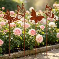 Décorations de jardin en métal rouillé en forme de papillon avec ailes découpées pour pelouse et patio