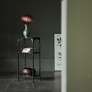 Soporte de flores de bambú de tres niveles, estante de almacenamiento de estilo chino, soporte para macetas de bonsái, muebles para sala de estar - Product Image 1