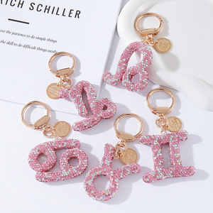 Créativité personnalisée douze porte-clés zodiaque strass Constellation <span class=keywords><strong>horoscope</strong></span> astrologique signe du zodiaque porte-clés en métal - Product Image 2