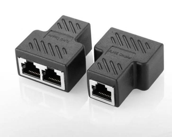 Ethernet RJ45 Splitters connector three-way one female in to two out LAN Ethernet extension cable connectors 8P8C connector