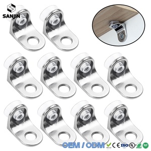 Support de cloison <span class=keywords><strong>pour</strong></span> armoire, équerre de fixation en acier <span class=keywords><strong>pour</strong></span> cloison de placard, support <span class=keywords><strong>pour</strong></span> panneaux en verre ou en bois, quincaillerie de fixation - Product Image 1