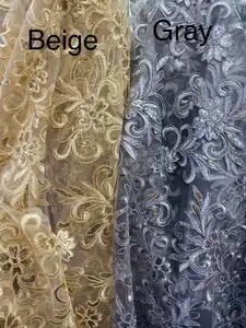 Floral Embroidered Mesh Lace With Sequins Escalloped Edge Non-Stretch Many Colors Sells By The Yard 54" Wide