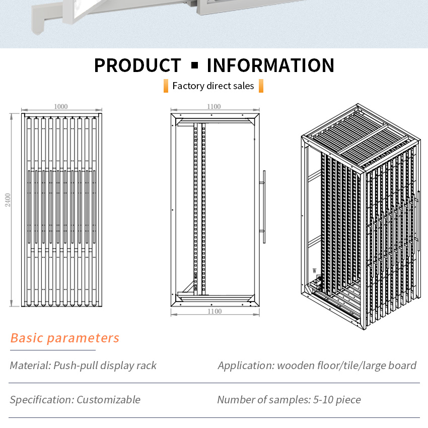 Pull-out rotating granite sample display stand cabinet ceramic tile marble and artificial stone display rack