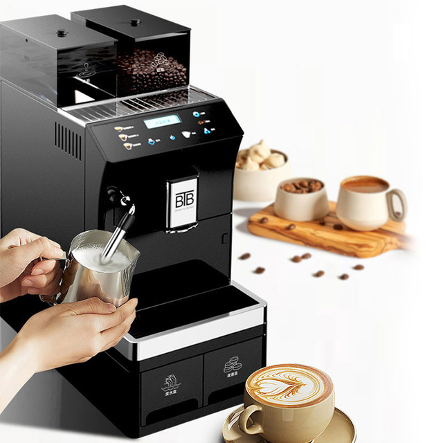 Smart Fully Automatic Coffee Machine with Fridge & Cup Warmer Rack, Professional Bean to Cup Maker for Offices, Cafes & Hotels