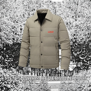 Men's Casual Thickened Reversible Padded Jacket Warm <b>Lined</b> Lightweight Breathable Windproof Eco-Friendly Winter <b>Coat</b> Stand - Product Image 2