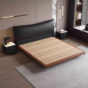 Modern 1.8m Double <b>Bed</b> Light Luxury Italian Style <b>Soft</b> Leather Home <b>Bed</b> Wooden <b>Frame</b> for Small Apartment Furniture Set Bedroom F - Product Image 3