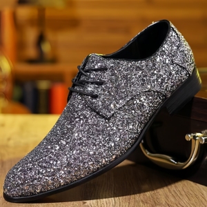 Mocassins de Luxe pour Hommes – Chaussures Habillées Dorées et Argentées à Paillettes, Idéales pour Mariages et Soirées – Chaussures Plates de Créateur de Haute Qualité à Enfiler pour Hommes - Product Image 2