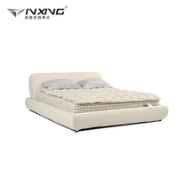 OEM Modernes Weißes Stoffbett mit Edelstahl-Panel-Design Komfortables & Langlebiges Kingsize-Bett für Schlafzimmermöbel