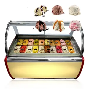 Présentoir de crème glacée de luxe, 20 pièces, qualité alimentaire, congélateur pour gâteaux, vitrine de collations commerciale
