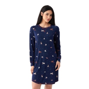 Camisón de Bambú Premium, Cómodo, de Manga Larga, Talla 3XL, Suave, Transpirable, Tejido Elástico con Spandex, Cintura Elástica, Ropa de Dormir para Mujer - Product Image 1