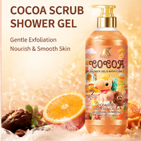 Savon liquide pour le corps en marque privée, gel douche exfoliant hydratant et nourrissant au cacao, nicotinamide et vitamine B3