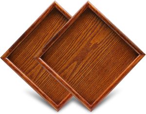 Plateau de service en bois de qualité supérieure avec poignées métalliques robustes, léger, durable et élégant pour la cuisine, la salle à manger et l'utilisation en hôtellerie - Product Image 1