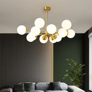 Hiện đại LED đèn chùm đèn Mặt dây chuyền với quả cầu thủy tinh bóng đèn treo trần ánh sáng cho phòng ăn phòng khách phòng ngủ