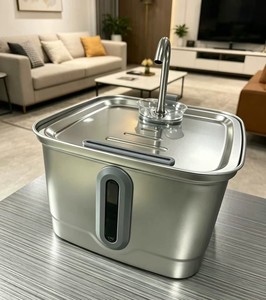 Oval Stylish Stainless Steel Pet Water Feeder Silent Running Circulation Fountain - Product Image 6