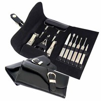 Meilleur prix, coupe-ongles professionnel, kit de toilettage pour femmes, ensemble de manucure et de pédicure, acier inoxydable avec étui en cuir, soins personnels