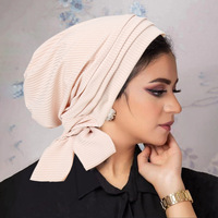 Nuevo Gorro Islámico Musulmán para Mujer, Color Sólido, con Tira Larga y Rosca, 4 Niveles, Poliéster