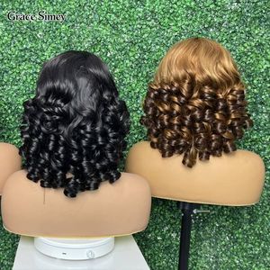 Perruques en cheveux humains ondulés et bouclés, colorées, avec fermeture en dentelle 4x4, pour femmes noires – Vente en gros - Product Image 1
