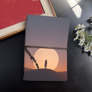 A6 Notebook Vintage fatto a mano con chiusura a cravatta spessa carta gialla dolce regalo di compleanno per il fratello con la donna luna deserto <span class=keywords><strong>Twil</strong></span> - Product Image 2