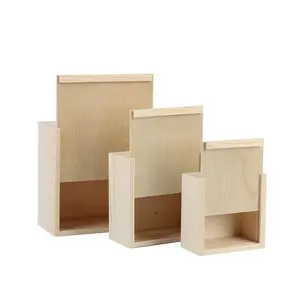 Customized Sliding Lid Pine Wood Box Wood Ornament Storage Box