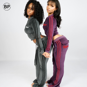 Vêtements pour femmes personnalisés Y2K, logo brodé, jogging en <span class=keywords><strong>velours</strong></span>, veste en <span class=keywords><strong>velours</strong></span> et <span class=keywords><strong>pantalon</strong></span> long pour grande fille, ensembles deux pièces - Product Image 2