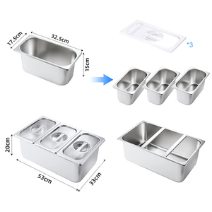 Bac de service double couche en acier inoxydable 1/1 GN avec ensemble de bacs 1/3 GN pour la restauration en gros - Product Image 3