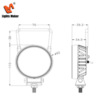 Projecteur de travail LED rond de 3,5 pouces 16W, étanche IP67K, faisceau large, lampe de conduite avec poignée en aluminium et interrupteur LML-0702SBF-16