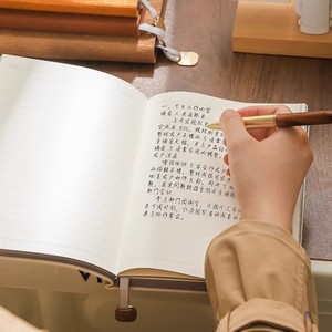 Carnet en cuir PU personnalisé A5/A6 avec rayures imitation bois, reliure cousue, agenda de bureau professionnel de haute valeur avec logo imprimable - Product Image 3
