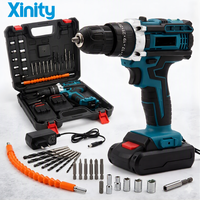 Perceuse-visseuse électrique sans fil compacte, multi-outils, 2 batteries rechargeables, fonction marteau perforateur, kit d'outils complet, OEM