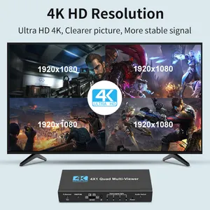 Justlink 4X1 Quad çok görüntüleyici gerçek zamanlı 4K HDMI1.4 anahtarı dikişsiz anahtarlama 4 1 Out ile IR kumanda HD dikişsiz switcher