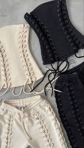 Set Due Pezzi con Pantaloni Sexy per Donna, Maniche Lunghe con Lacci Laterali e Aperture, Prezzo all'Ingrosso - Product Image 4