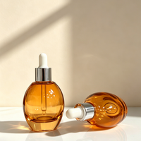 En stock, flacon compte-gouttes rond en verre de 50 ml, flacon de recharge pour sérum d'huile essentielle pour le visage