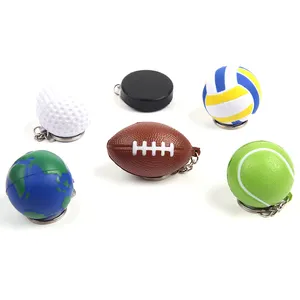 Sports balls pu keychain hockey puck pu ball with keychain