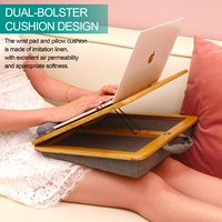Support ergonomique pour ordinateur portable JQ Plateau de table de lit Bureau pliable en bambou avec angle réglable et base de coussin