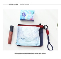 Nouvelle trousse de toilette originale en toile double couche avec patchwork panda/chien, mignonne et spacieuse, porte-cartes et porte-identité, avec compartiment pour serviettes hygiéniques
