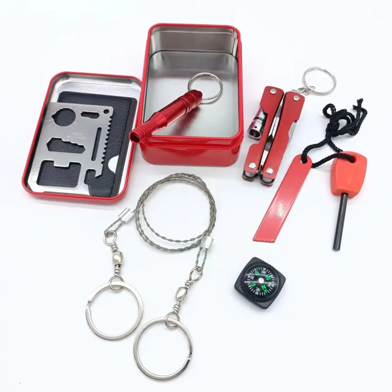 Pocket Mini SOS Box, Survival Tin Case, First Aid Kit for Outside