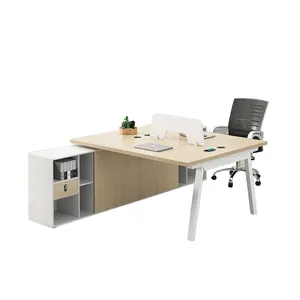 Modern Officeworks Standing Table Wood Tabletop Modular Office Computer Desk With File Cabinet And Optional Chairs