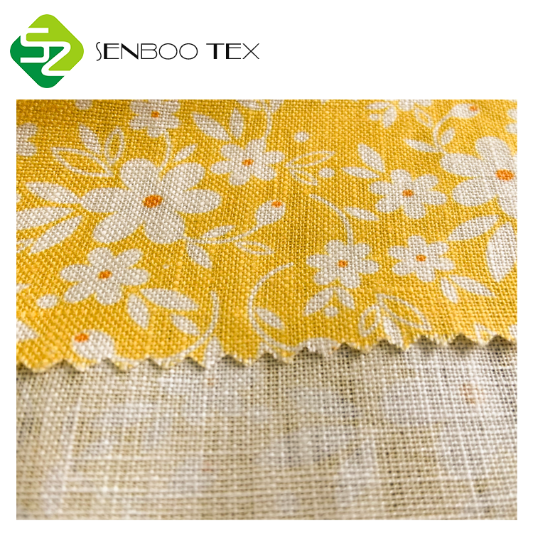 Цифровая печать 9x9 льняная ткань с цветочным рисунком для одежды